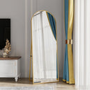 Espelho de corpo inteiro Anajqaqia 162 × 53 cm, espelho curvo de pé, espelho de chão com vidro temperado e moldura de liga de alumínio, dourado