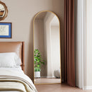 Espelho de corpo inteiro Anajqaqia 162 × 53 cm, espelho curvo de pé, espelho de chão com vidro temperado e moldura de liga de alumínio, dourado