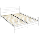 Tectake - Cama de casal com cabeceira, pé em aço e estrado em ripas de madeira, Estrutura estável e resistente, Inclui estrado em ripas de madeira de choupo, Design atraente e intemporal