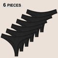 6 pçs/set tecido de algodão feminino tangas calcinha feminina com nervuras baixo aumento g-string senhoras sexy biquíni cor sólida macio íntimo S-XL