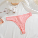 6 pçs/set tecido de algodão feminino tangas calcinha feminina com nervuras baixo aumento g-string senhoras sexy biquíni cor sólida macio íntimo S-XL