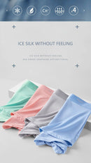 4 pçs boxer shorts roupa interior de seda gelo dos homens legal cuecas respirável sexy calcinha fina u convexo lingerie lotes por atacado L-6XL
