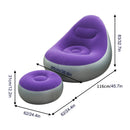 Espreguiçadeira inflável para adultos, sofá preguiçoso portátil dobrável com banco para pés, sofá de ar para sala de estar e quarto