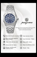 PAAZOMU Luxury Watches For Men Stainless Steel Waterproof Luminous Man Watch Date Week Fashion Casual Men's Quartz Watch Reloj