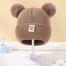 Outono inverno bebê quente malha chapéus com pom crianças gorro de malha chapéu cor sólida crianças chapéu para meninos meninas acessórios