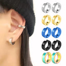 2 Pcs Classic Korean Punk Stainless Steel Ear Clip Earrings for Men Women Black No Pierced Fake Ear Circle New Pop Jewelry