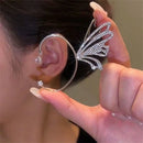 Sweet Exquisite Sparkling Zircon Butterfly Tassel Ear Cuff Clip Earring No Pierced Rhinestone Clip On Earrings For Women Jewelry