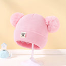 Outono inverno bebê quente malha chapéus com pom crianças gorro de malha chapéu cor sólida crianças chapéu para meninos meninas acessórios