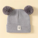 Outono inverno bebê quente malha chapéus com pom crianças gorro de malha chapéu cor sólida crianças chapéu para meninos meninas acessórios