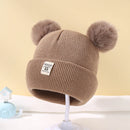Outono inverno bebê quente malha chapéus com pom crianças gorro de malha chapéu cor sólida crianças chapéu para meninos meninas acessórios