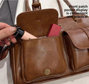 Bolsa de ombro feminina com vários bolsos, marrom café, elegante e versátil, bolsa crossbody com letras para viagens, trabalho, datas de compras