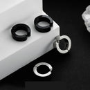 2 Pcs Classic Korean Punk Stainless Steel Ear Clip Earrings for Men Women Black No Pierced Fake Ear Circle New Pop Jewelry