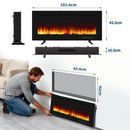 40/50/60 polegadas 3d lareira elétrica montada na parede 12 modos de cor efeito chama 900/1800 w lareira função app controle remoto