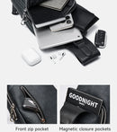 Septwolves negócios fino impresso couro crossbody sling saco homem moda casual viagem monograma impressão tecido ipad bolsa de ombro