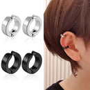 2 Pcs Classic Korean Punk Stainless Steel Ear Clip Earrings for Men Women Black No Pierced Fake Ear Circle New Pop Jewelry