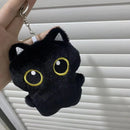 Novo bonito gato preto brinquedo de pelúcia boneca pequeno pingente fofinho travesseiro almofada ins gato preto brinquedo de pelúcia boneca para menino menina presentes de aniversário