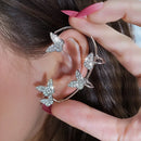 Sweet Exquisite Sparkling Zircon Butterfly Tassel Ear Cuff Clip Earring No Pierced Rhinestone Clip On Earrings For Women Jewelry