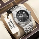 PAAZOMU Luxury Watches For Men Stainless Steel Waterproof Luminous Man Watch Date Week Fashion Casual Men's Quartz Watch Reloj