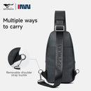 Septwolves negócios fino impresso couro crossbody sling saco homem moda casual viagem monograma impressão tecido ipad bolsa de ombro