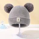 Outono inverno bebê quente malha chapéus com pom crianças gorro de malha chapéu cor sólida crianças chapéu para meninos meninas acessórios