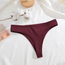 6 pçs/set tecido de algodão feminino tangas calcinha feminina com nervuras baixo aumento g-string senhoras sexy biquíni cor sólida macio íntimo S-XL