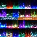 Lareira elétrica montada na parede, lareira ultrapaixa com controle remoto, aquecedor de 1800W, 12 cores, temporizador de até 12h/vidro temperado