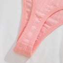 6 pçs/set tecido de algodão feminino tangas calcinha feminina com nervuras baixo aumento g-string senhoras sexy biquíni cor sólida macio íntimo S-XL