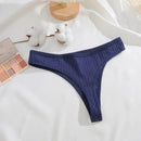 6 pçs/set tecido de algodão feminino tangas calcinha feminina com nervuras baixo aumento g-string senhoras sexy biquíni cor sólida macio íntimo S-XL