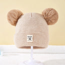 Outono inverno bebê quente malha chapéus com pom crianças gorro de malha chapéu cor sólida crianças chapéu para meninos meninas acessórios