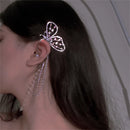 Sweet Exquisite Sparkling Zircon Butterfly Tassel Ear Cuff Clip Earring No Pierced Rhinestone Clip On Earrings For Women Jewelry