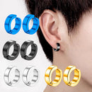 2 Pcs Classic Korean Punk Stainless Steel Ear Clip Earrings for Men Women Black No Pierced Fake Ear Circle New Pop Jewelry