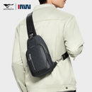 Septwolves negócios fino impresso couro crossbody sling saco homem moda casual viagem monograma impressão tecido ipad bolsa de ombro