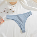 6 pçs/set tecido de algodão feminino tangas calcinha feminina com nervuras baixo aumento g-string senhoras sexy biquíni cor sólida macio íntimo S-XL