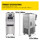 Máquina comercial de sorvete macio VEVOR - Hoppers duplos de 6L, 3 sabores, compressor de 2200W, controle LCD para bares, restauração