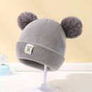 Outono inverno bebê quente malha chapéus com pom crianças gorro de malha chapéu cor sólida crianças chapéu para meninos meninas acessórios