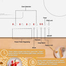 Placa de indução Karinear 4 zonas com plugue, 59CM, 3500W, vidro cerâmico branco, zonas combinadas, controles deslizantes, 9 níveis de potência