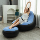 Espreguiçadeira inflável para adultos, sofá preguiçoso portátil dobrável com banco para pés, sofá de ar para sala de estar e quarto