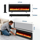 40/50/60 polegadas 3d lareira elétrica montada na parede 12 modos de cor efeito chama 900/1800 w lareira função app controle remoto