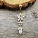 G23titan CZ Zircon Butterfly Dangle Belly Button Ring 14G Titanium Barbell Navel Bar Body Piercing Jewelry Women Sex Accessories