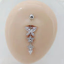 G23titan CZ Zircon Butterfly Dangle Belly Button Ring 14G Titanium Barbell Navel Bar Body Piercing Jewelry Women Sex Accessories