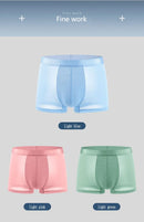 4 pçs boxer shorts roupa interior de seda gelo dos homens legal cuecas respirável sexy calcinha fina u convexo lingerie lotes por atacado L-6XL