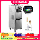 Máquina comercial de sorvete macio VEVOR - Hoppers duplos de 6L, 3 sabores, compressor de 2200W, controle LCD para bares, restauração