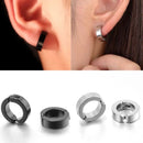 2 Pcs Classic Korean Punk Stainless Steel Ear Clip Earrings for Men Women Black No Pierced Fake Ear Circle New Pop Jewelry