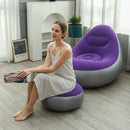 Espreguiçadeira inflável para adultos, sofá preguiçoso portátil dobrável com banco para pés, sofá de ar para sala de estar e quarto