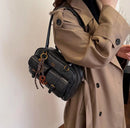 Bolsa de ombro feminina com vários bolsos, marrom café, elegante e versátil, bolsa crossbody com letras para viagens, trabalho, datas de compras