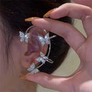 Sweet Exquisite Sparkling Zircon Butterfly Tassel Ear Cuff Clip Earring No Pierced Rhinestone Clip On Earrings For Women Jewelry