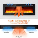 40/50/60 polegadas 3d lareira elétrica montada na parede 12 modos de cor efeito chama 900/1800 w lareira função app controle remoto