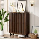 Armário para sapatos Tribesigns de 6 camadas com portas com persianas, grande armário de armazenamento de sapatos de madeira com prateleiras ajustáveis