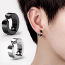 2 Pcs Classic Korean Punk Stainless Steel Ear Clip Earrings for Men Women Black No Pierced Fake Ear Circle New Pop Jewelry