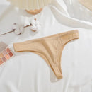 6 pçs/set tecido de algodão feminino tangas calcinha feminina com nervuras baixo aumento g-string senhoras sexy biquíni cor sólida macio íntimo S-XL